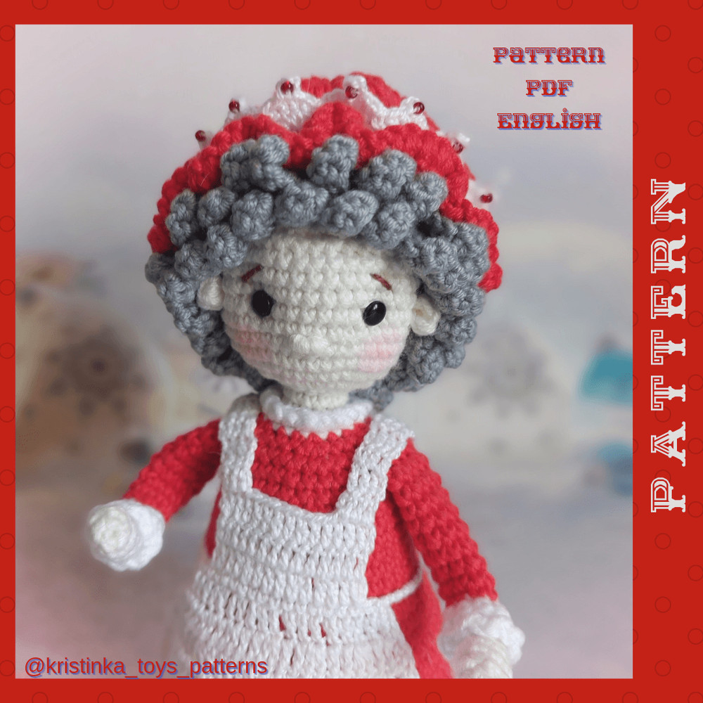 Amigurumi Mrs Claus Baker With Cookie Crochet Pattern PDF English Tutorial Mrs Santa Claus Pattern 6