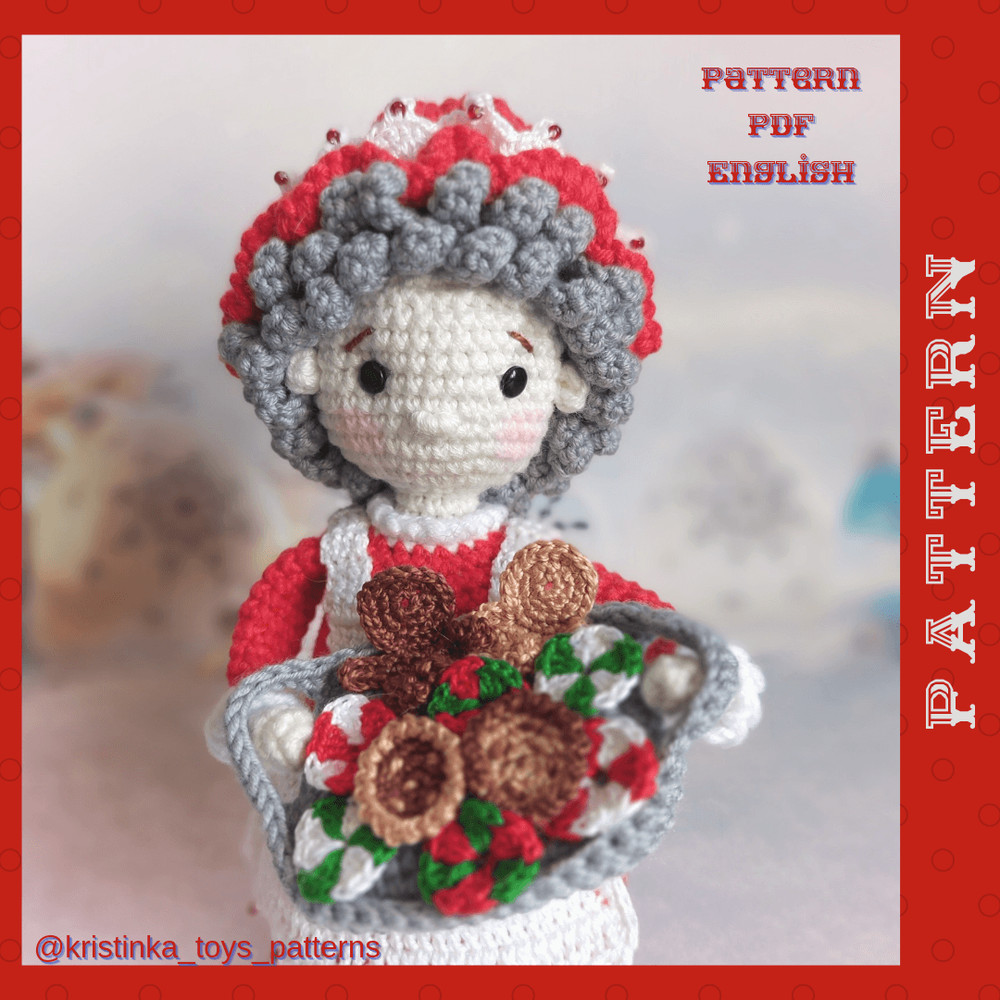 Amigurumi Mrs Claus Baker With Cookie Crochet Pattern PDF English Tutorial Mrs Santa Claus Pattern 1