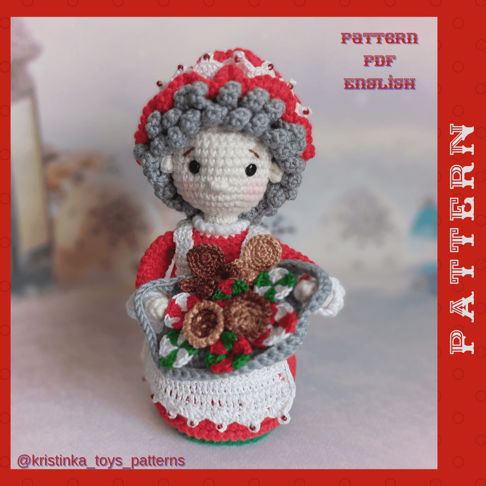 Amigurumi Mrs Claus Baker With Cookie Crochet Pattern PDF English Tutorial Mrs Santa Claus Pattern 10