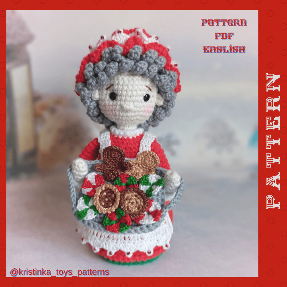 Amigurumi Mrs Claus Baker With Cookie Crochet Pattern PDF English Tutorial Mrs Santa Claus Pattern 12