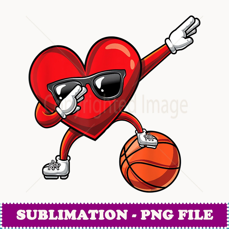 Dabbing Heart Dab Basketball Cute Valentines Day Gift - Instant PNG Sublimation Download