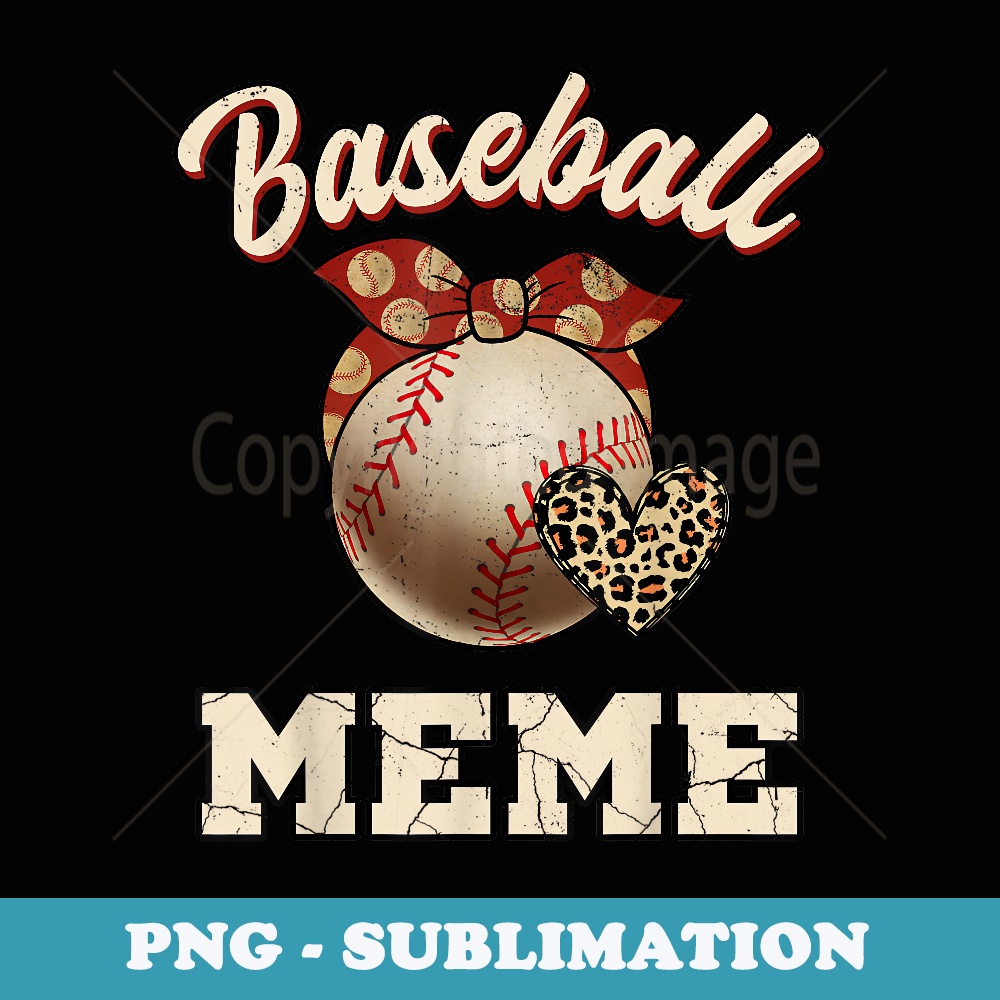 Baseball Meme Bandana Leopard Heart Fans Mother's Day - PNG Transparent Sublimation Design