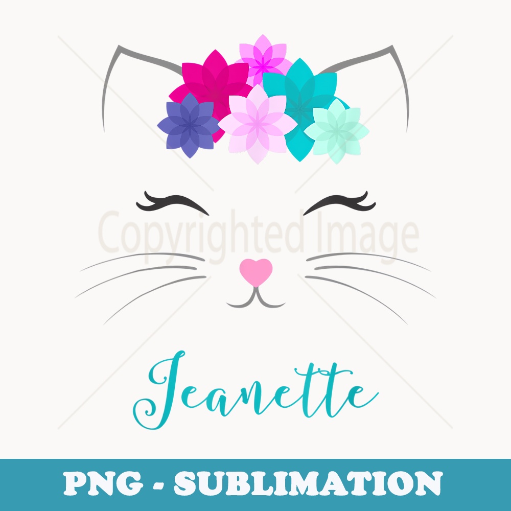Jeanette Name - Personalized Kitty Cat - Signature Sublimation PNG File