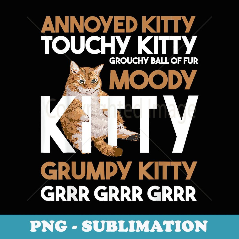 Annoyed Kitty Touchy Kitty Grouchy Ball Funny Cat lover - Digital Sublimation Download File