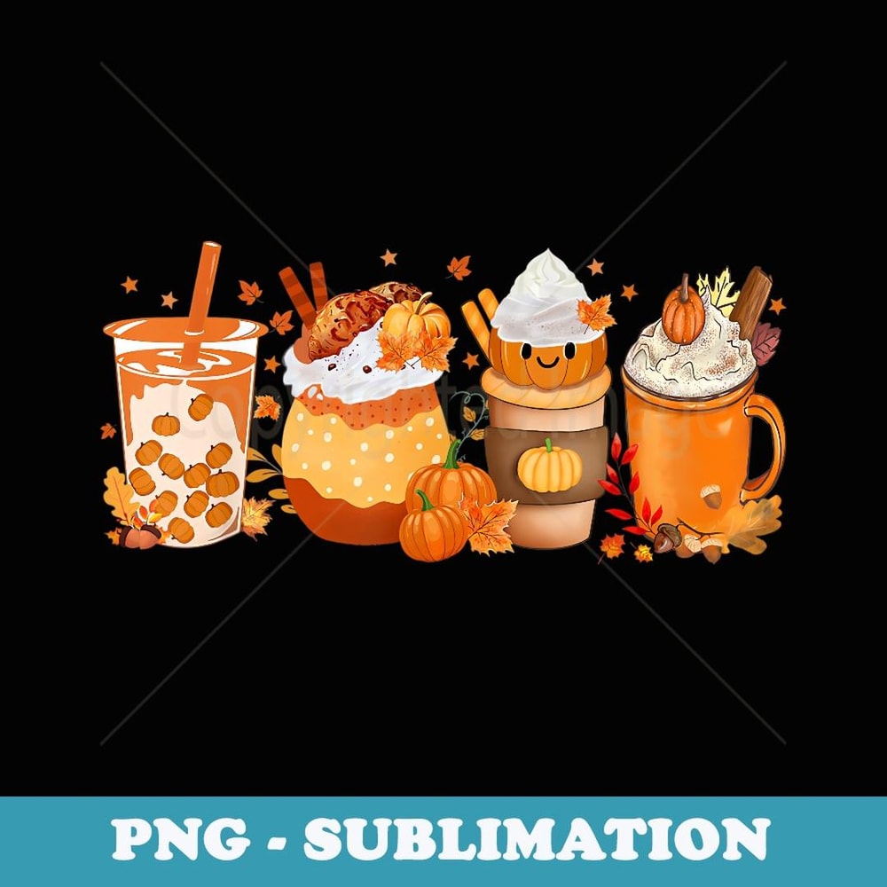 Pumpkin Spice Coffee Latte Fall Autumn Season Hello Fall - Vintage Sublimation PNG Download