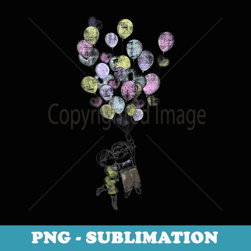 Disney Pixar Up Ellie & Carl Balloons - PNG Sublimation Digital Download