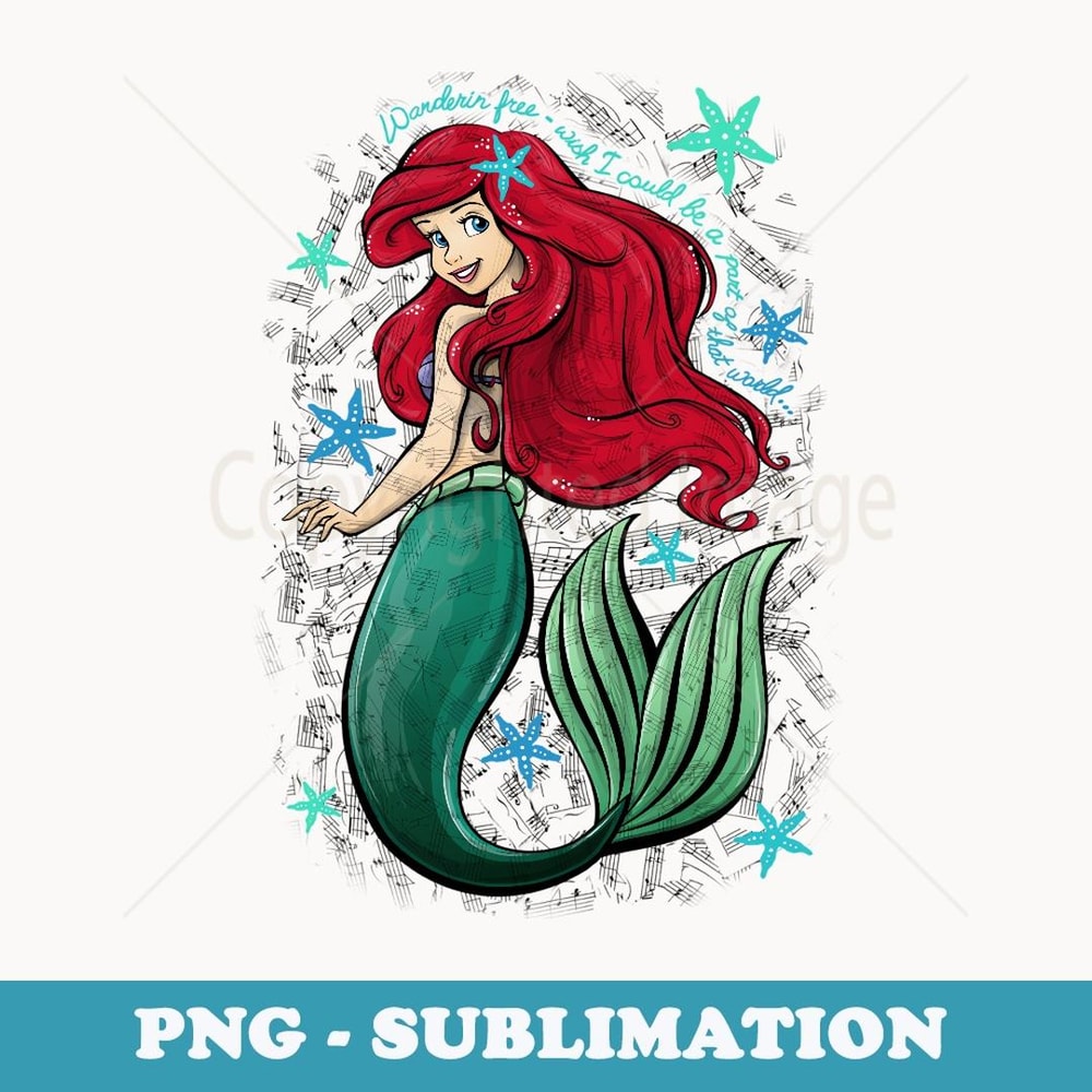 Disney The Little Mermaid Ariel's Song Music Notes - Vintage Sublimation PNG Download