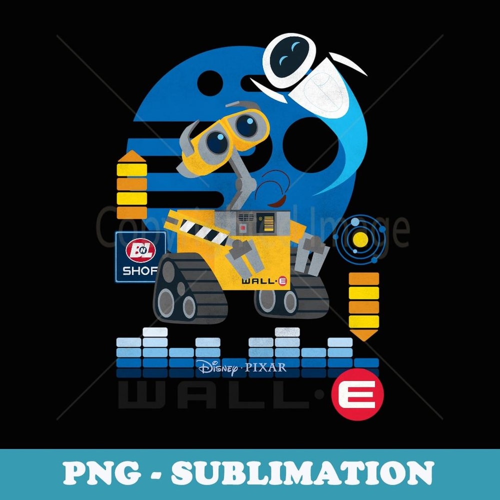 Disney Pixar Wall-E and EVE Distressed Friendship Portrait - Professional Sublimation Digital Download