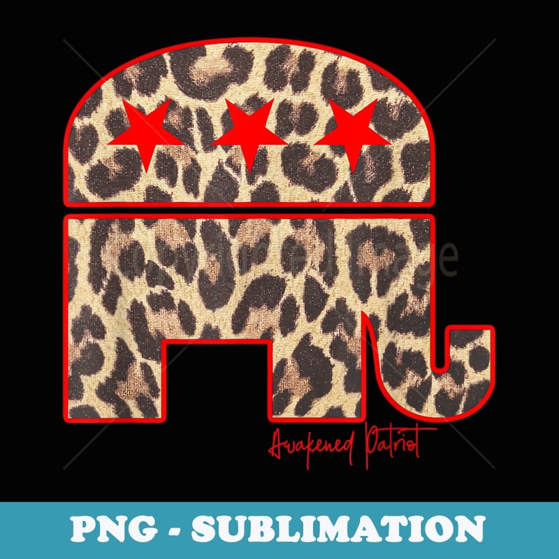Cute Republican Elephant Leopard Print Conservative Patriot - Creative Sublimation PNG Download