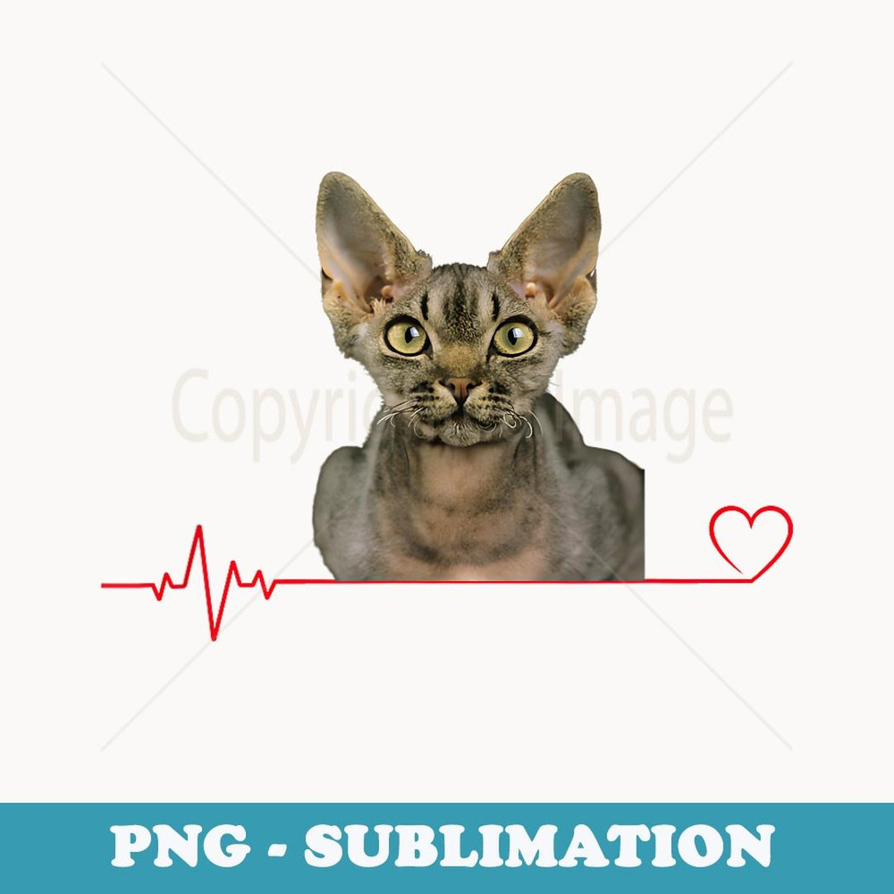 Heartbeat Devon Rex Cat Woman Girl Cat Lover - Retro PNG Sublimation Digital Download