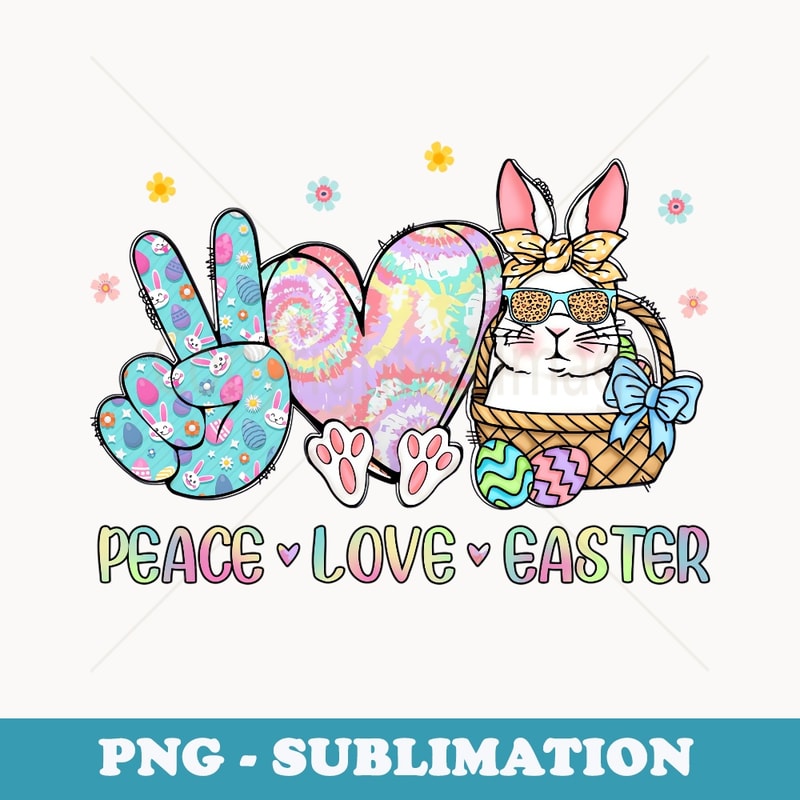 Peace Love Easter Bunny Rabbit with Leopard Glasses - Exclusive Sublimation Digital File