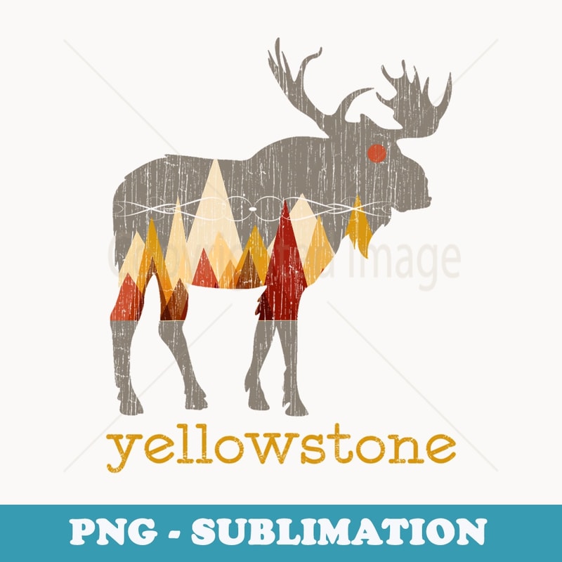 Vintage Yellowstone National Park Bull Moose - Special Edition Sublimation PNG File