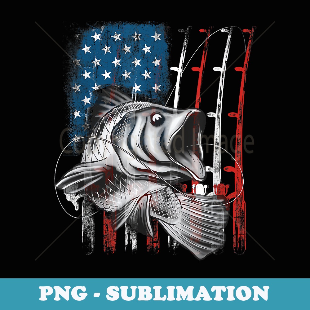 Fishing American Flag Vintage USA Bass Fisherman - Professional Sublimation Digital Download