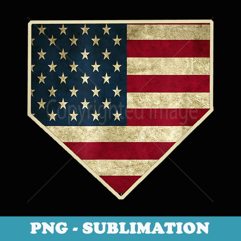 Vintage American Flag Baseball Home Plate Player Team - Retro PNG Sublimation Digital Download