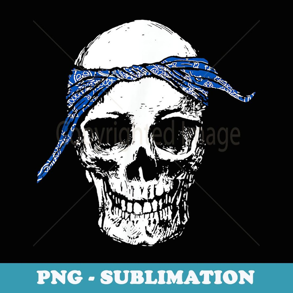 HipHop Skull & Blue Do Rag Bandana Old School Rap Retro - Trendy Sublimation Digital Download