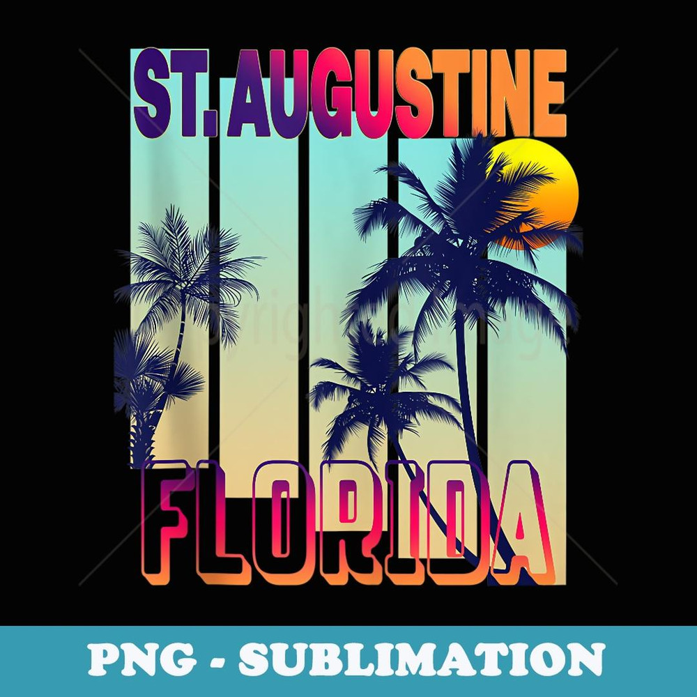 St. Augustine Retro Vintage Style Palm Tree - Decorative Sublimation PNG File