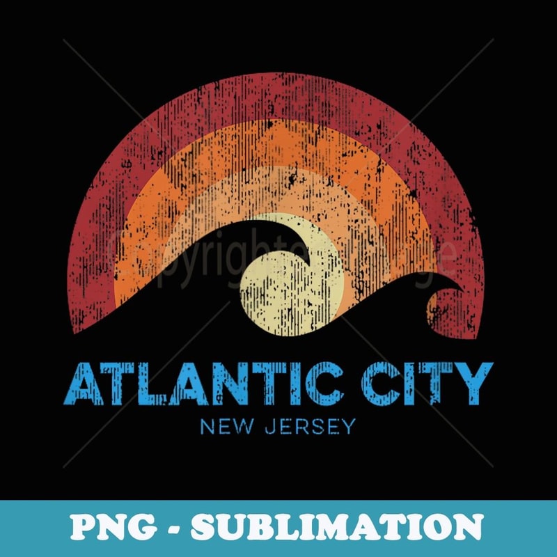 Atlantic City New Jersey NJ Retro Surf Beach Vibe - PNG Sublimation Digital Download
