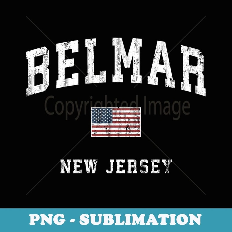 Belmar New Jersey NJ Vintage American Flag Sports Design - Sublimation PNG File
