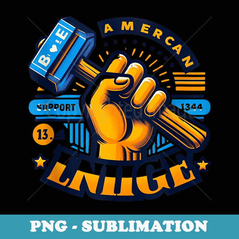 Bee American Supportt Blue Collar Workers - Retro PNG Sublimation Digital Download