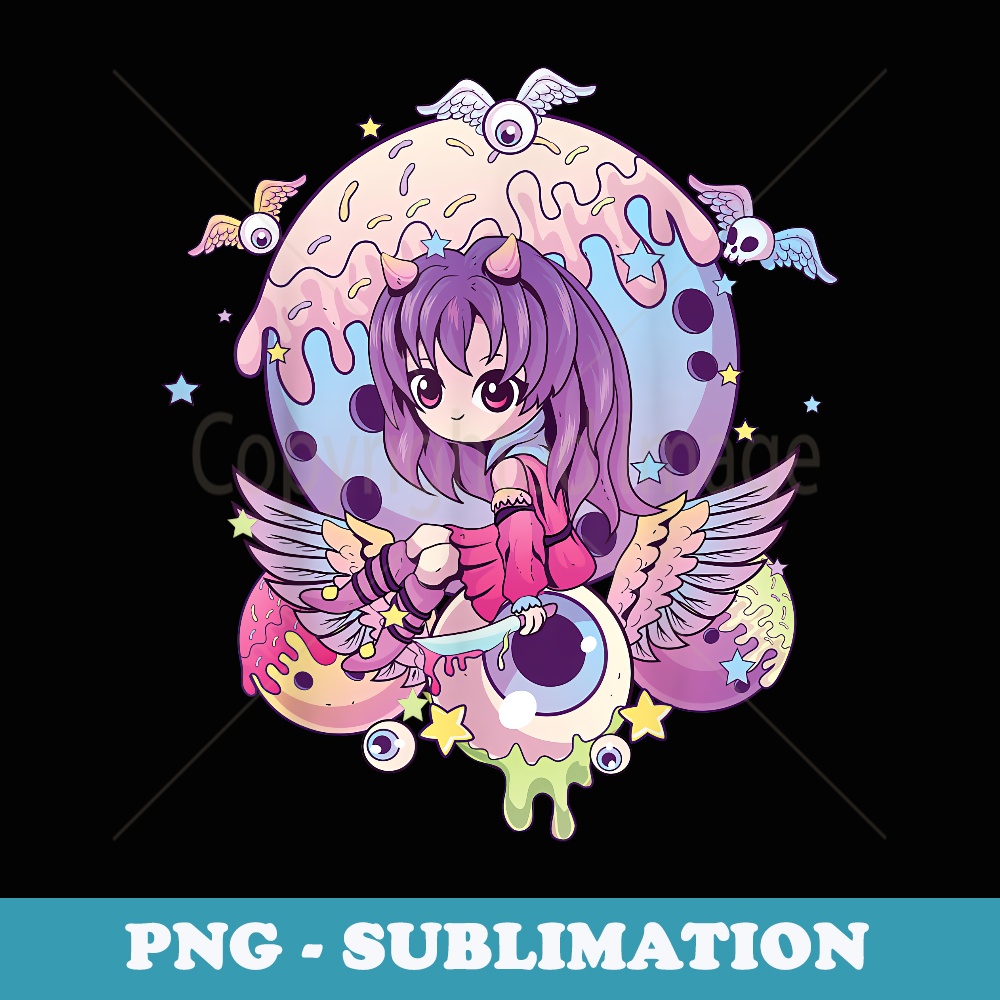 Pastel Goth Cute Creepy Witchy Girl Aesthetic Anime Girl - PNG Sublimation Digital Download