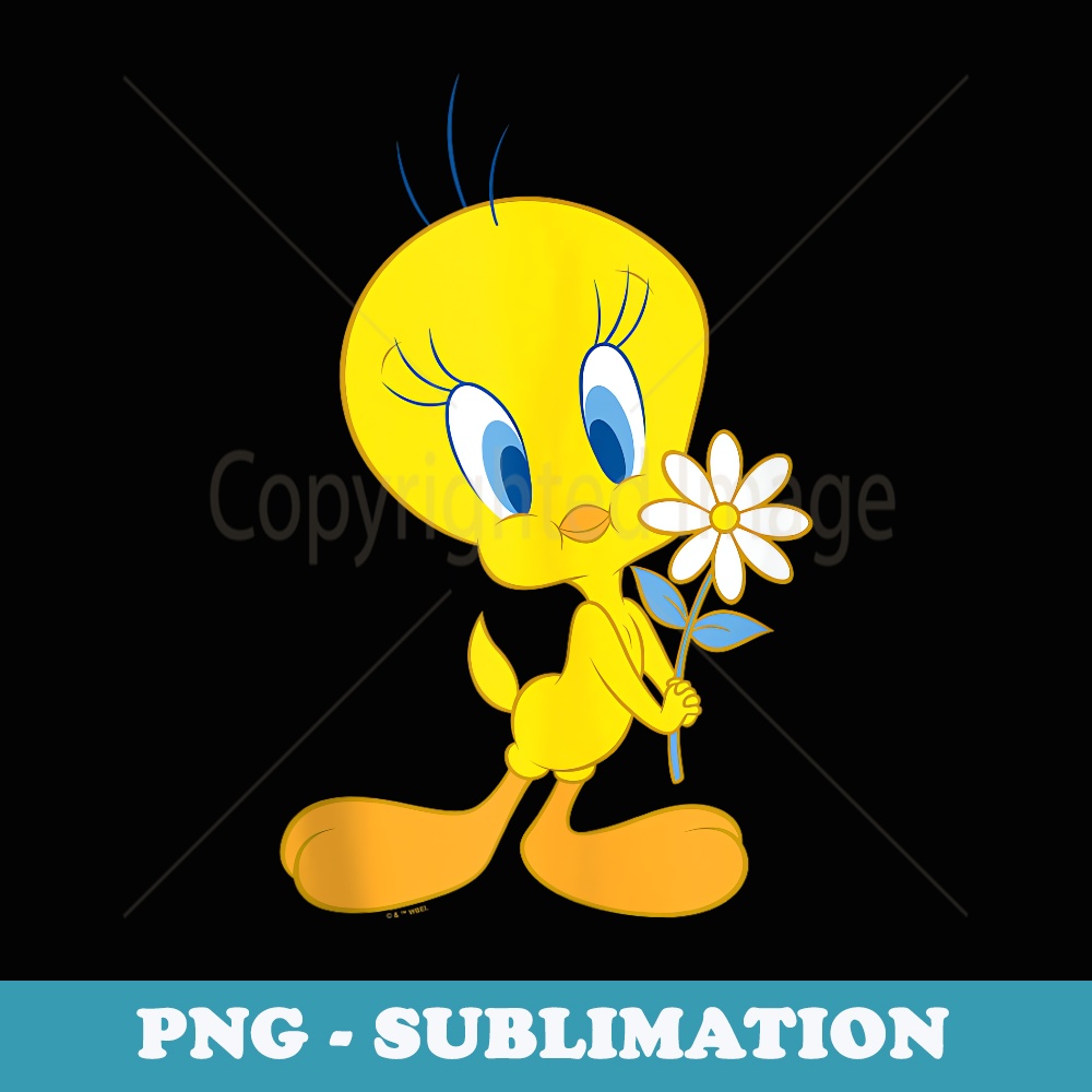 Looney Tunes Cute Tweety Bird Holding A Flower Logo - PNG Sublimation Digital Download