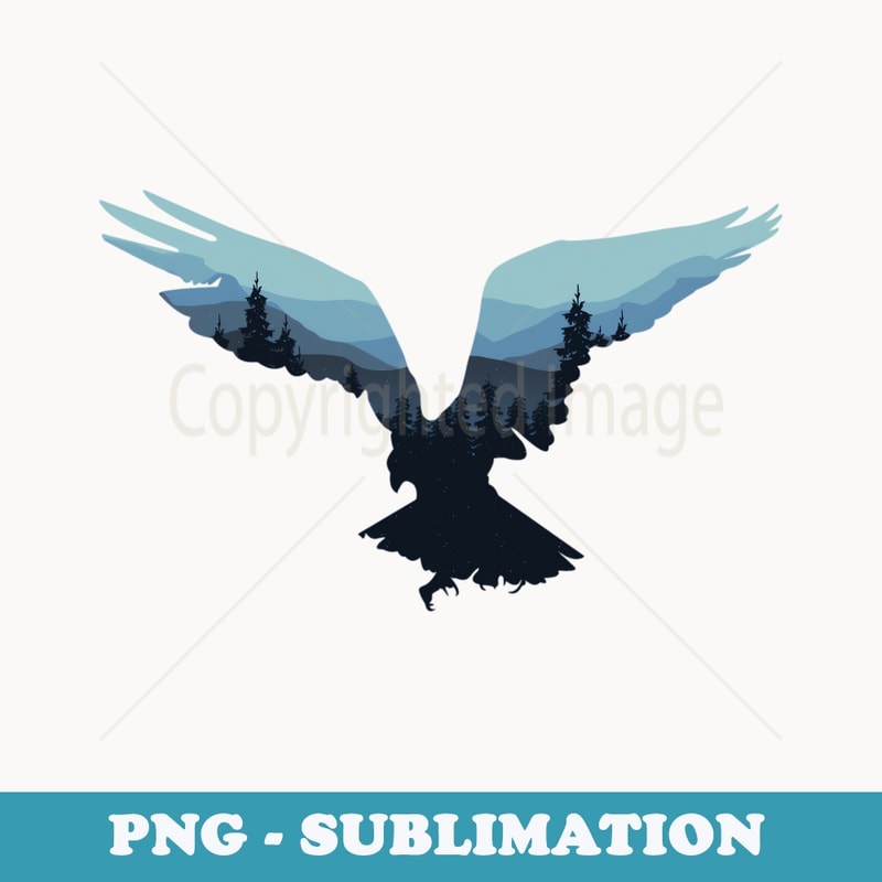 Beautiful Flying Eagle Night Sky Silhouette - PNG Sublimation Digital Download
