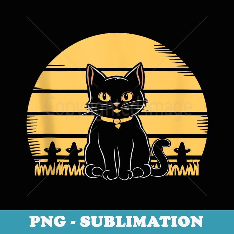 Mens Cute Cat with Sunset Design - Stylish Sublimation Digital Download