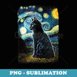 van gogh cat t, starry night cat, s cat - digital sublimation download file