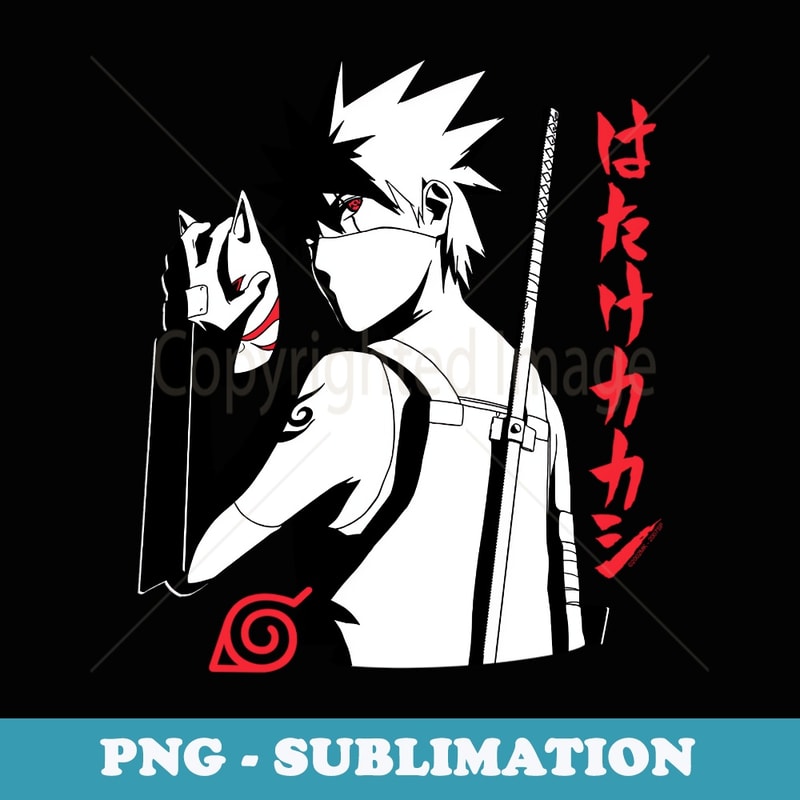 Naruto Shippuden Anbu Kakashi Sharingan - Retro PNG Sublimation Digital Download