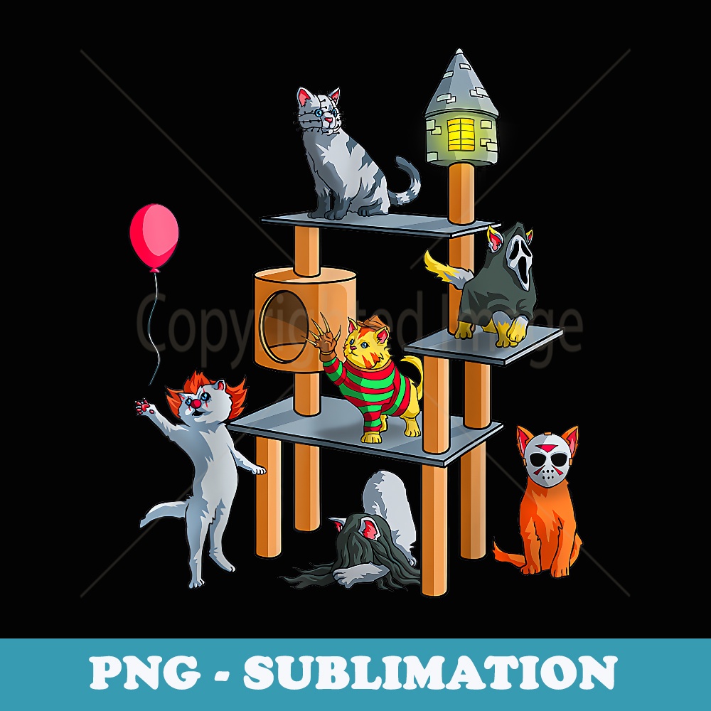 Funny Cat Horror Movies Cute Halloween for Cat Kitty Lovers - Creative Sublimation PNG Download