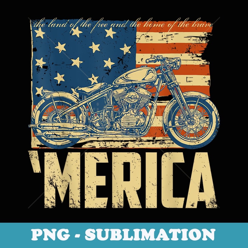 Biker Merica American flag with motorcycle - Elegant Sublimation PNG Download
