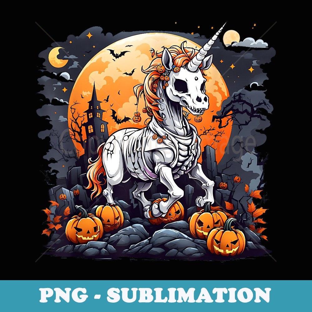 Cute Halloween Skeleton Unicorn Girls Witchy Halloween - Modern Sublimation PNG File
