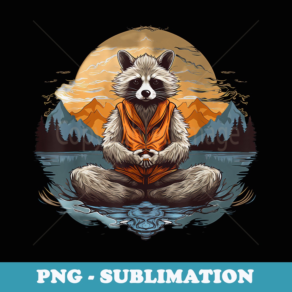 Racoon Meditation Yoga - High-Resolution PNG Sublimation File