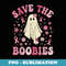 Save the Boobies Pink Halloween Ghost Breast Cancer Groovy - Unique Sublimation PNG Download
