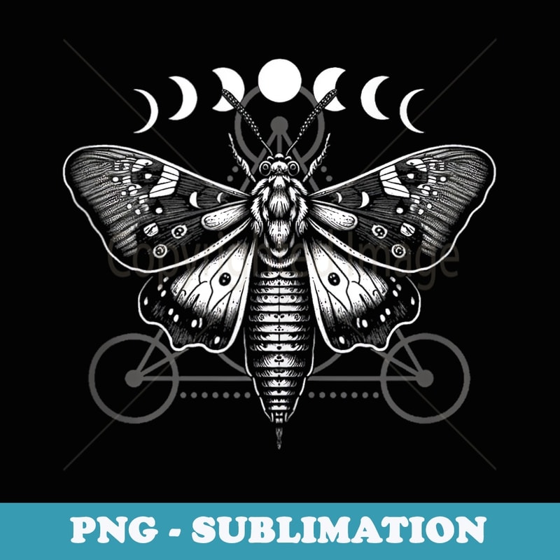 Moth Moon Cycles And Sacred Geometry Wiccan Nature Goth - Modern Sublimation PNG File