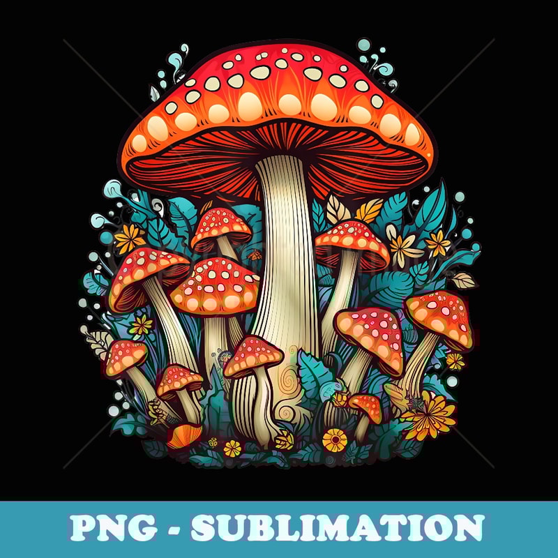 Mushrooms Camping Psychedelic Forest Fungi Festival - Unique Sublimation PNG Download