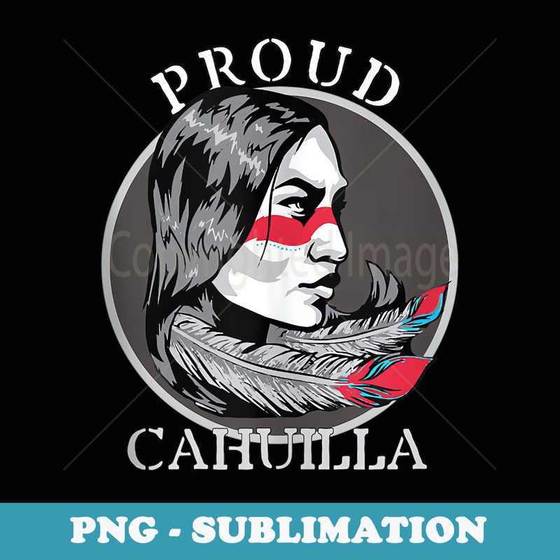 Cahuilla American Indian Tribe Warrior Girl Feathers Retro - Exclusive PNG Sublimation Download
