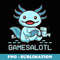 Gamesolotl Blue Axolotl Plushie Salamanders Boys Youth - PNG Transparent Sublimation File