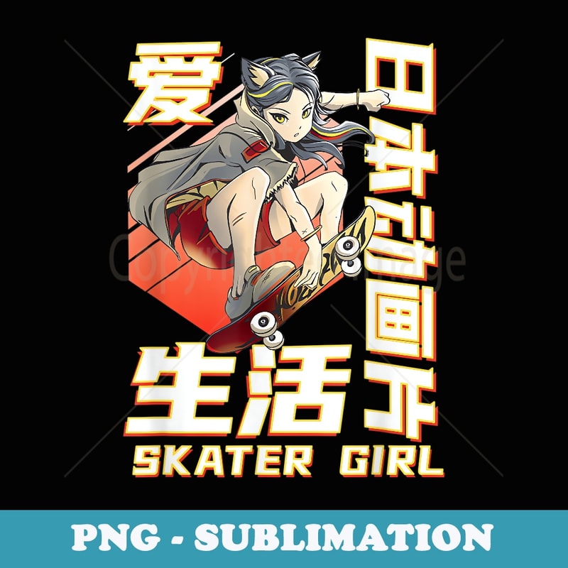 Cool anime Skater Art Girls Skateboarding Skateboard - Sublimation Digital Download