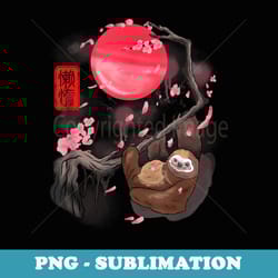funny sloth at cherry blossoms tree cool sakura manga - digital sublimation download file