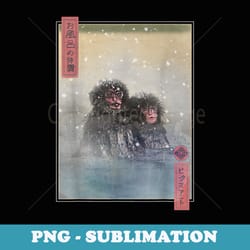japanese macaque monkeys in snow japan ukiyoe woodblock art - sublimation digital download
