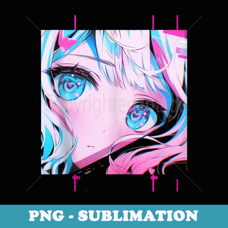 Retro Glitch Vaporwave Anime Girl Kawaii Japanese Decora Kei - Instant PNG Sublimation Download