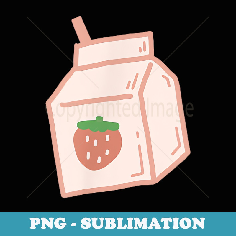 Cute Pink Strawberry Milk Carton Minimal Kawaii Aesthetic - Exclusive Sublimation Digital File