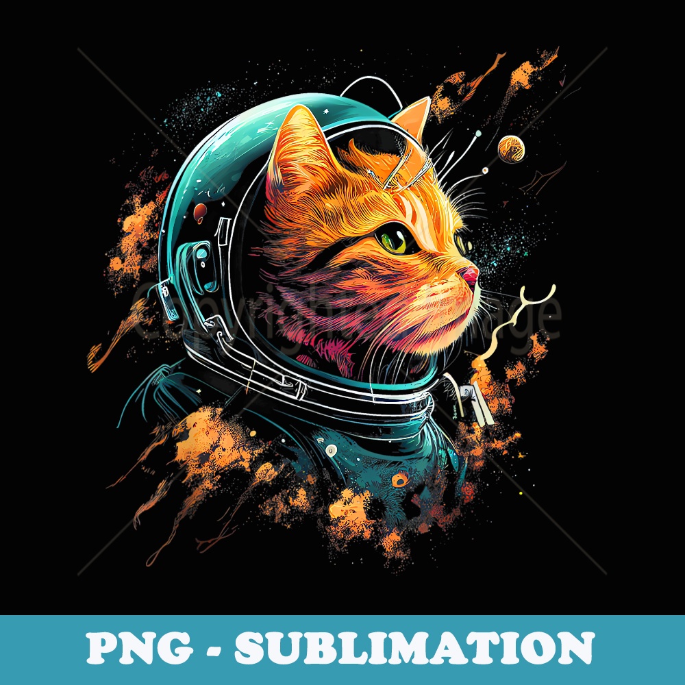 Astronaut Cat or Funny Space Cat on Galaxy Cat Lover - Exclusive PNG Sublimation Download