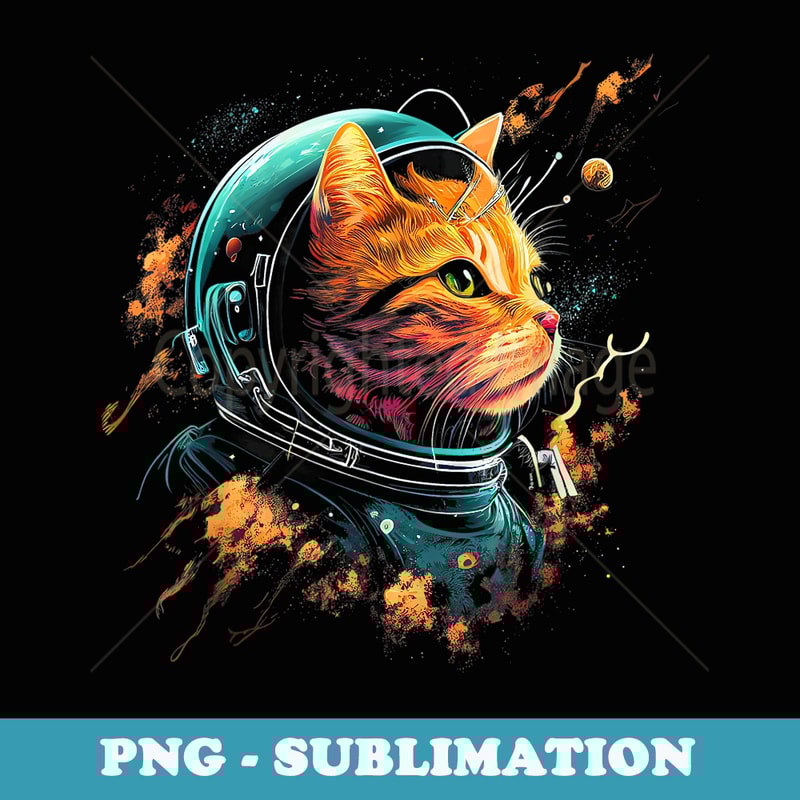 Astronaut Cat or Funny Space Cat on Galaxy Cat Lover - Exclusive PNG Sublimation Download
