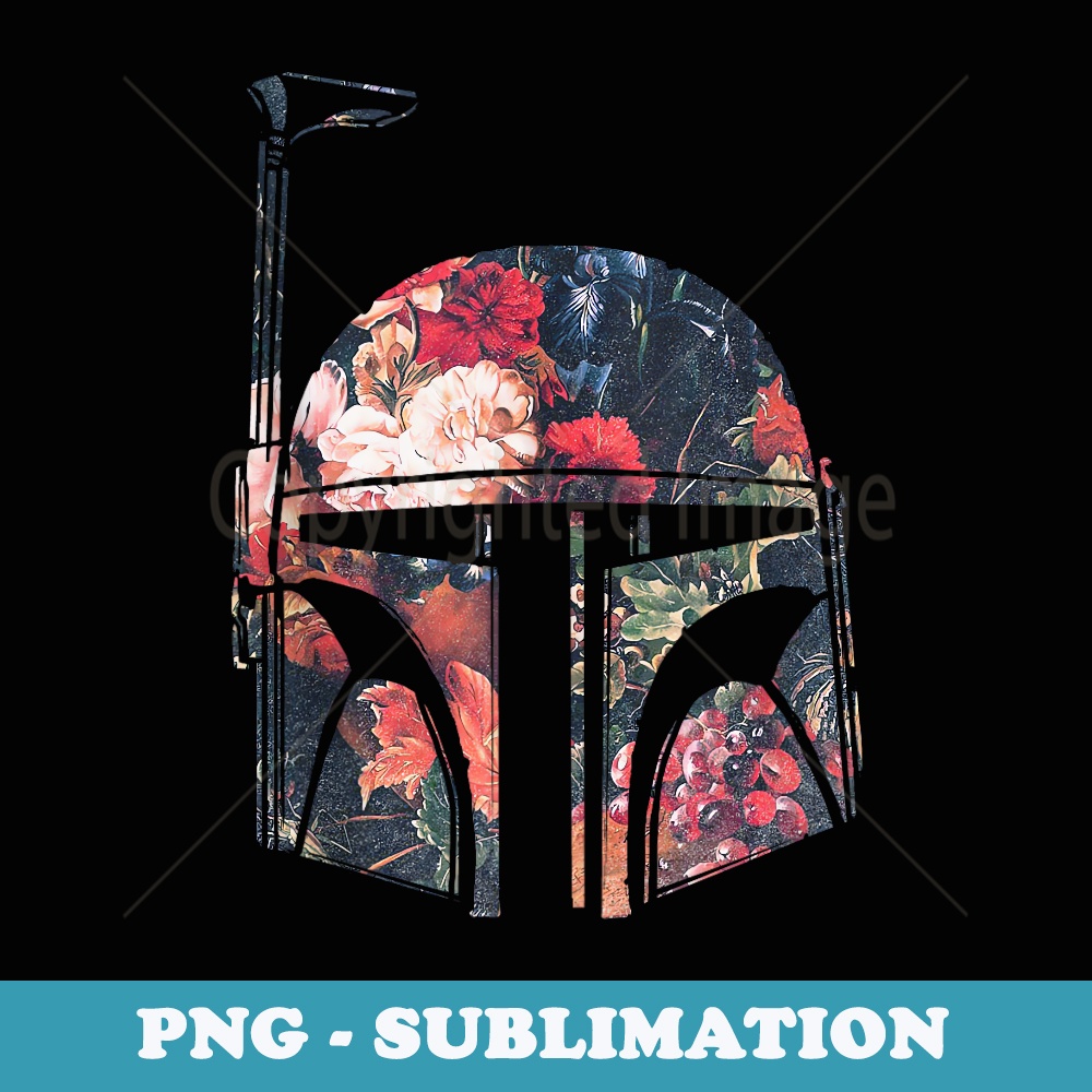 Star Wars Boba Fett Helmet Floral Fill - Elegant Sublimation PNG Download