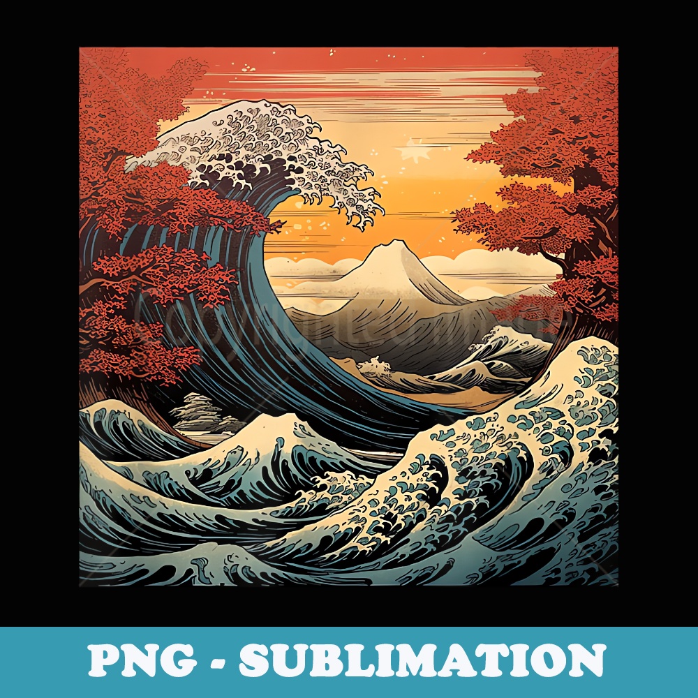 Vintage Japanese Art Cherry Blossoms Japan Woodblock - Premium PNG Sublimation File