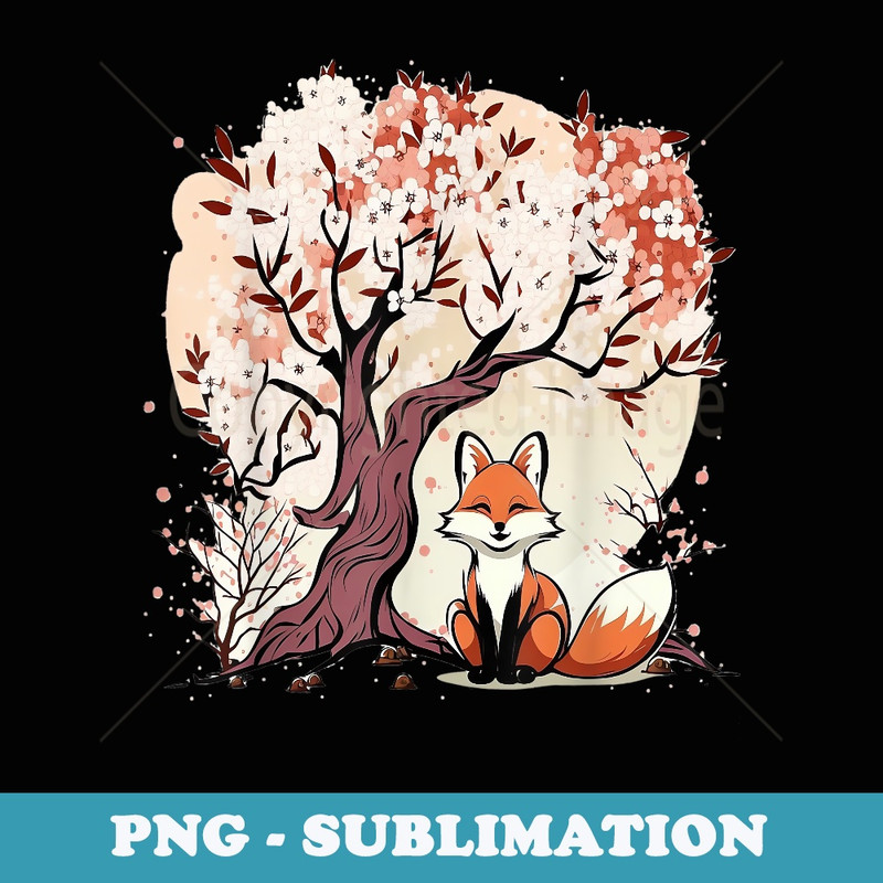 Kawaii Fox Cherry Blossom Japanese Aesthetic Vaporwave Manga - Aesthetic Sublimation Digital File