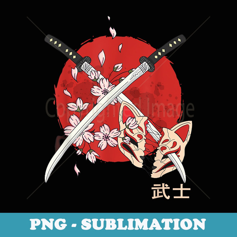 Ancient Japanese Samurai Katana Sword - Cherry Blossom - Exclusive Sublimation Digital File