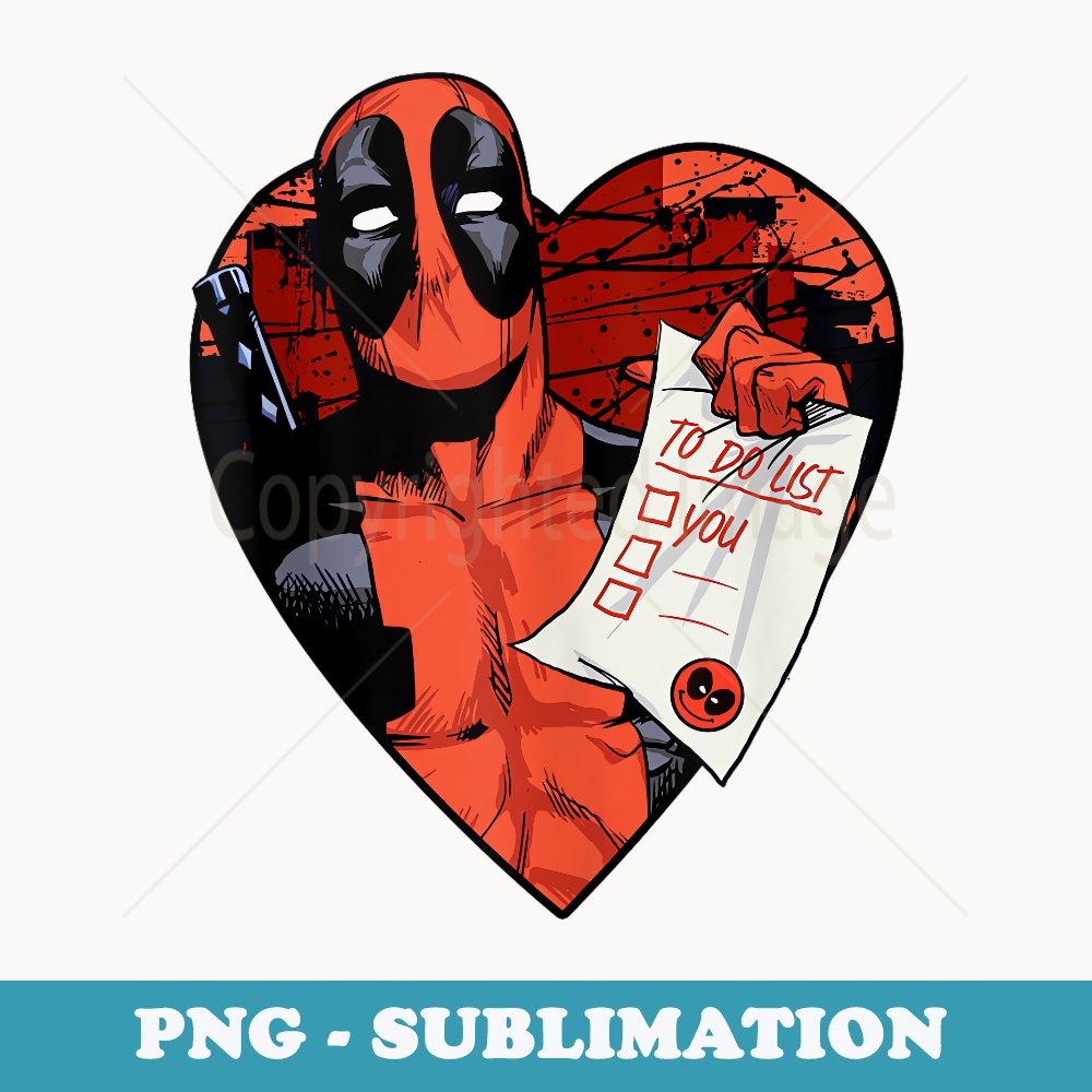 Marvel Deadpool To Do List Heart Frame Portrait - Premium Sublimation Digital Download